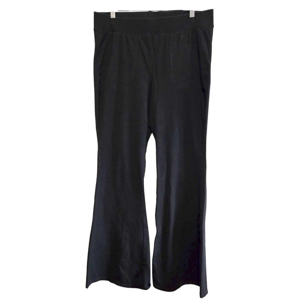 Torrid Womens Black Flare Leg Jersey Yoga Pants Cotton Spandex Pockets Size 2X